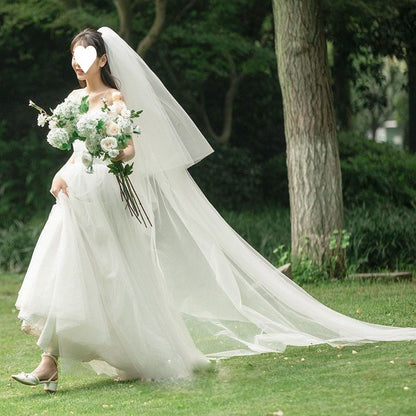 New Arrivals White Tulle Wedding Veil With Comb