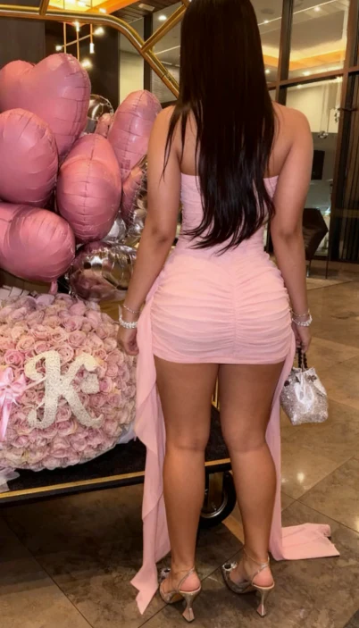 Pink Strapless Sheath Chiffon Cocktail Dress Sexy Homecoming Dress Y8992