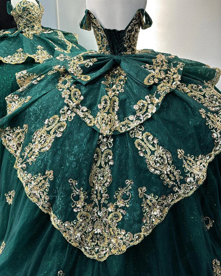 Off The Shoulder Dark Green Tulle Prom Dresses Royal Sweet 16 Dress,AST2114