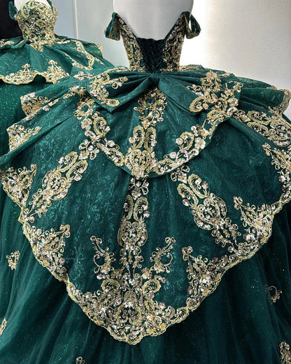 Off The Shoulder Dark Green Tulle Prom Dresses Royal Sweet 16 Dress,AST2114