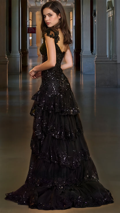 Off The Shoulder Pink Lace Ruffle Prom Dresses Long Evening Formal Gown,AST2100