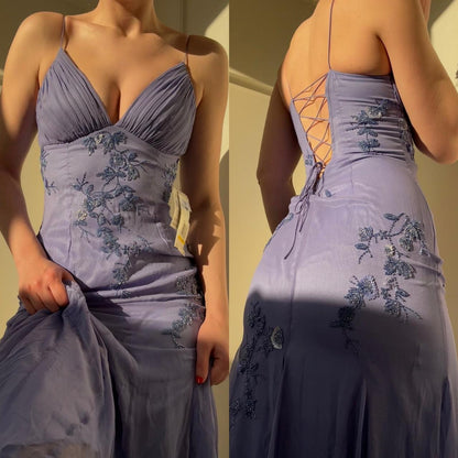 omberprom Elegant Spaghetti Straps Formal Dresses A Line V-neck Long Prom Dresses Appliques Charming Evening Party Dress