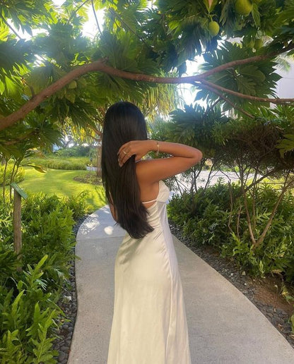 Sexy Mermaid Spaghetti Straps White Long Prom Dress P1051
