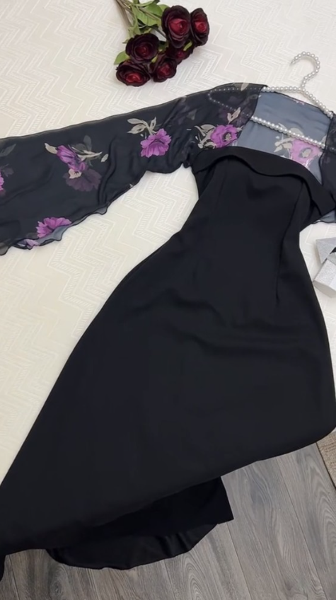Elegant A Line Strapless Long Prom Dresses Black Formal Dress P1107