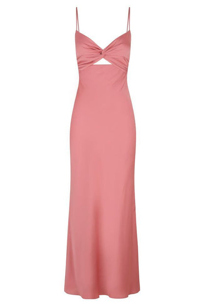 Simple A Line Straps Long Slit Dark Blue Prom Dresses P1249