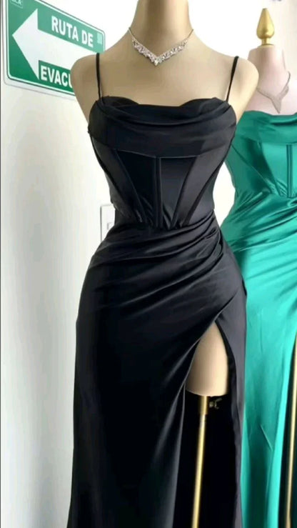 Charming Satin High Slit Sweetheart Mermaid Long Prom Dress Party Dress Evening Dress TP4513