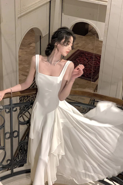 A Line Square Neck Prom Dress Elegant Evening Gown P1474