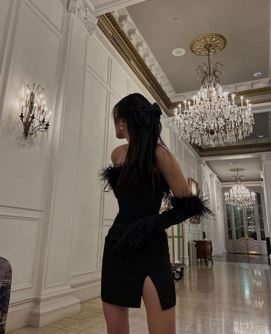 Sexy Sheath Strapless Black 16th Birthday Dresses Birthday Outfits P1539