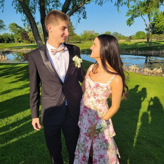 Sexy Mermaid Long Pink Floral Prom Dress Party Dresses P1587