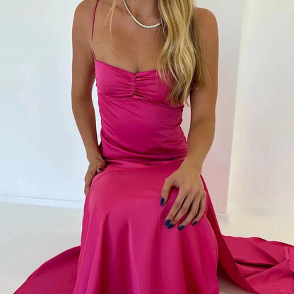 Simple Mermaid Straps Yellow Prom Dress 21th Birthday Outfit P667