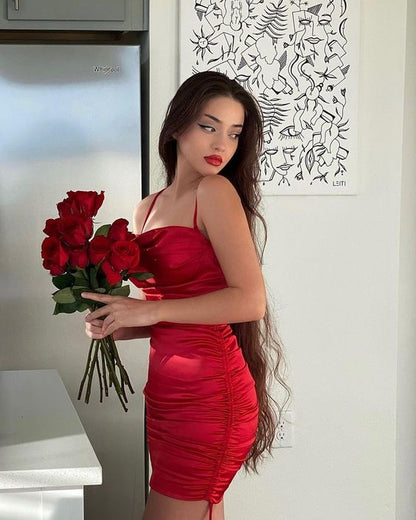 Sexy Sheath Red 18th Birthday Dresses Short Birthday Outfits P1783