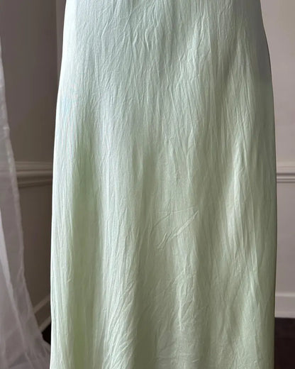 Simple A Line Straps Mint Green Long Prom Dresses P1800