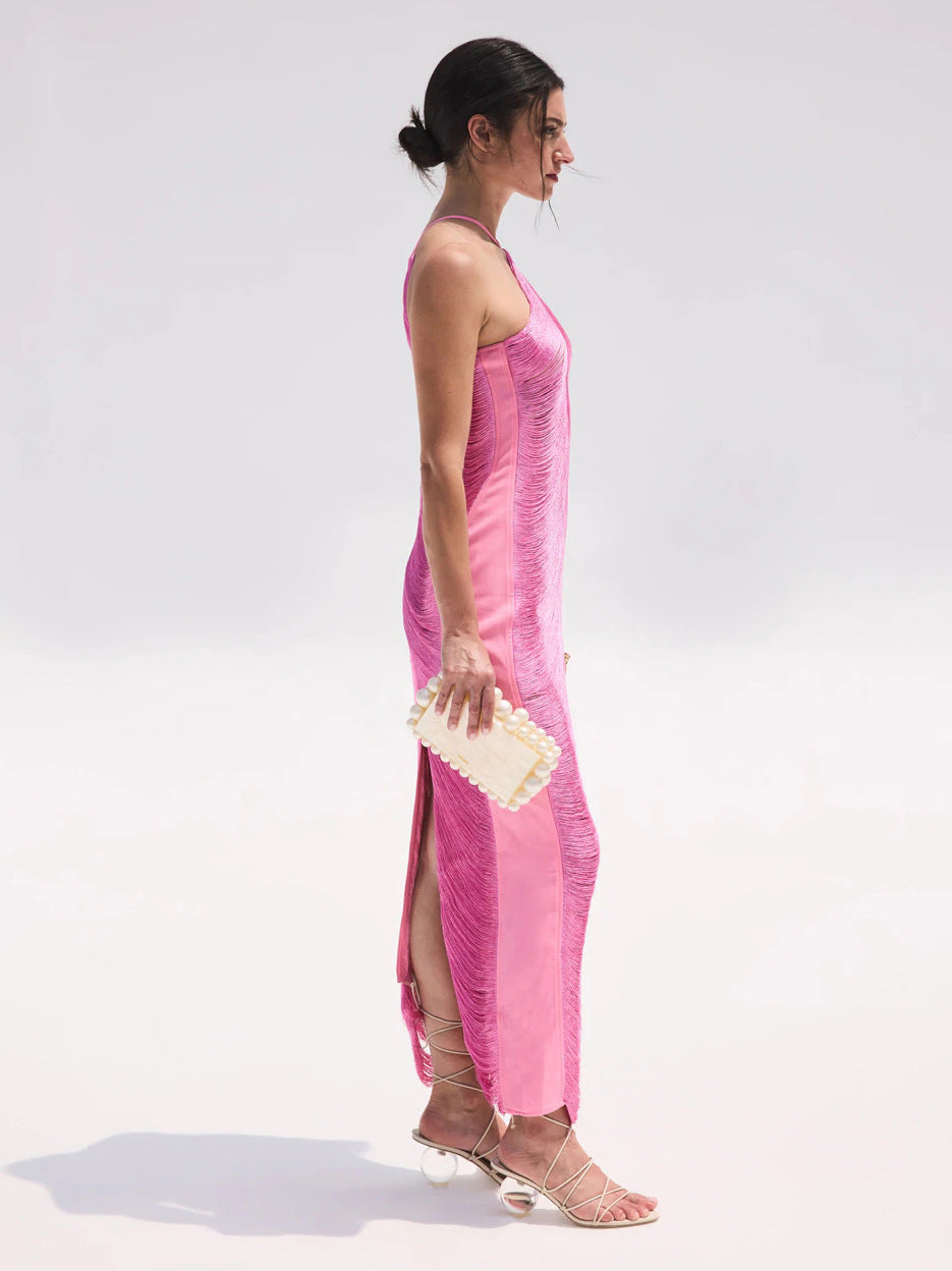 Sexy Mermaid Halter Hot Pink Long Prom Dresses P1807
