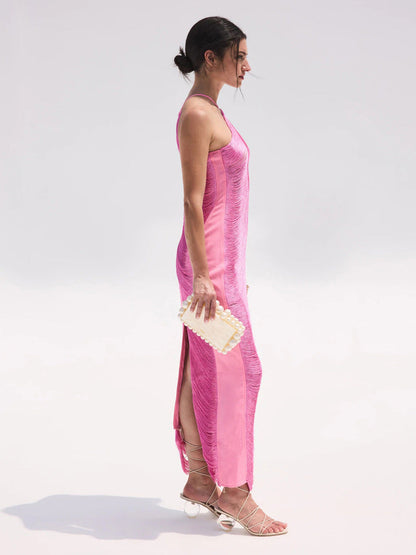 Sexy Mermaid Halter Hot Pink Long Prom Dresses P1807