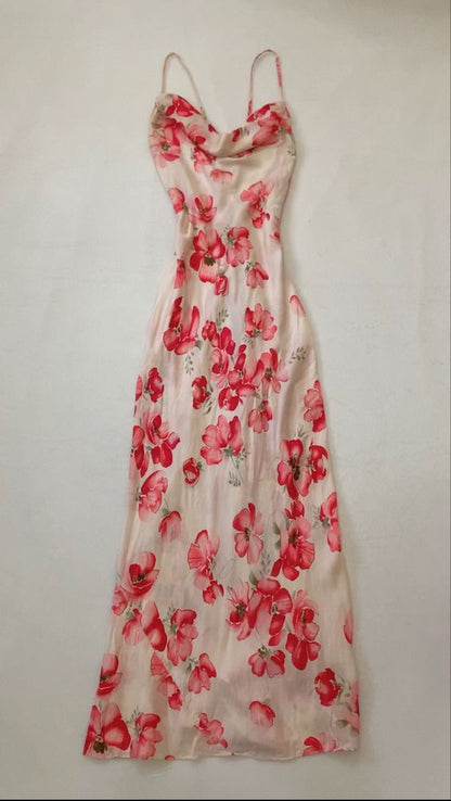 Sexy Mermaid Prom Gown With Straps Floral Pink Prom Dresses P1854