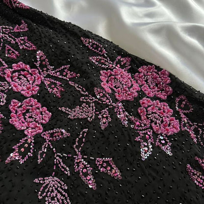 Vintage A line Straps Black Lace Prom Dresses 22th Birthday Outfit P1975