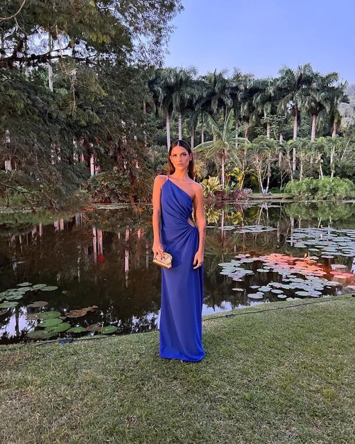 Simple Sheath One Shoulder Royal Blue Long Prom Dresses Evening Dress P2003