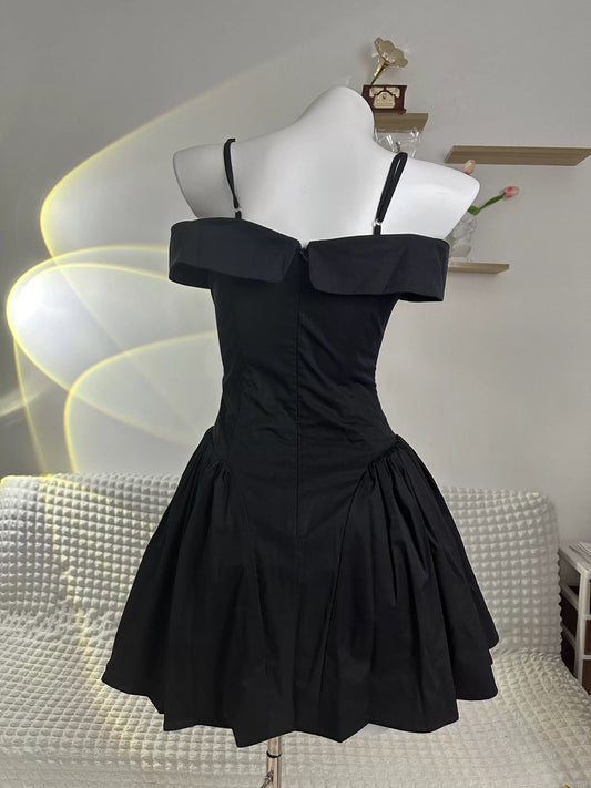 simple a line black off the shoulder homecoming dress 18th birthday outfits P2167