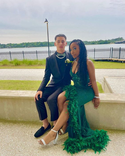 Elegant Mermaid Green Sequin Long Prom Dresses Formal Dress P2222