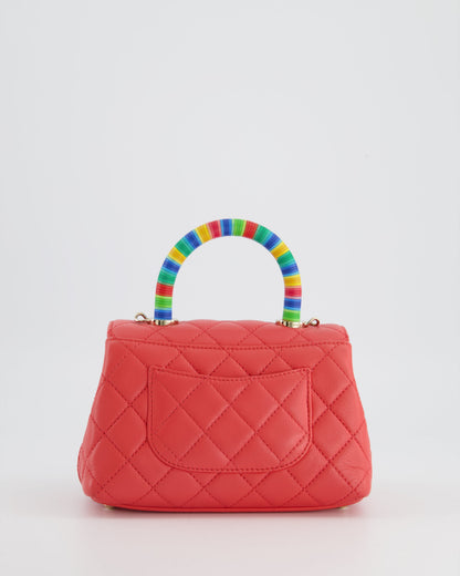 *RARE* Chanel Pink Extra Mini Coco Multi-Colour Handle Bag in Lambskin with Champagne Gold Hardware