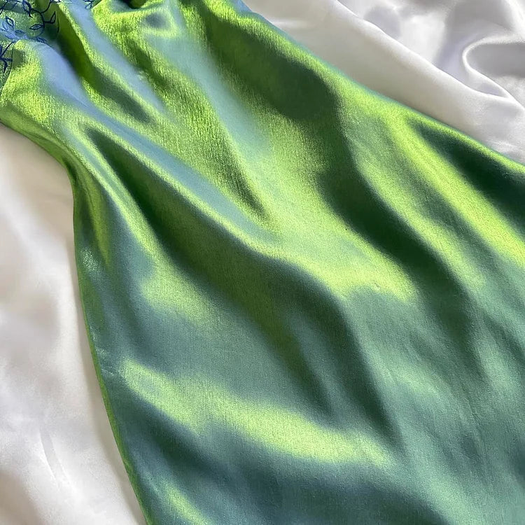 Beautiful A Line Spaghetti Straps Green Long Prom Dresses Evening Gowns P2312
