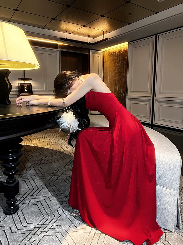 Pretty A Line Spaghetti Straps Red Knee Length Prom Dresses Evening Gowns Birthday Dress P2352
