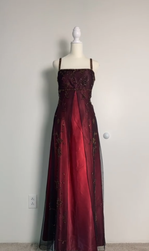 Sexy A Line Spaghetti Straps Burgundy Long Evening Dress Party Dress Prom Dresses P2412