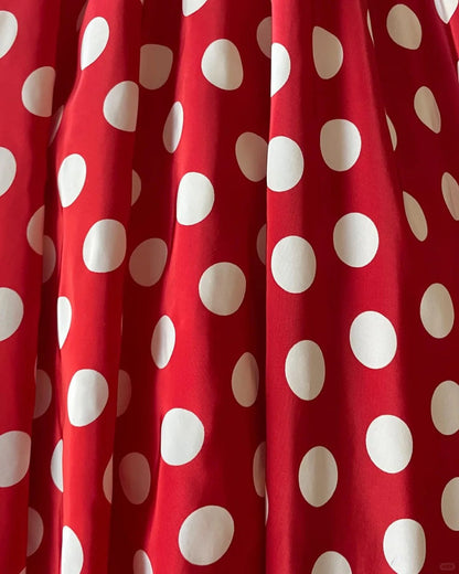 Red polka dot strapless off-shoulder A-line homecoming dress P3142