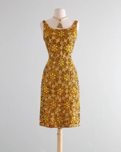 Gorgeous Gold Full Skirt Beaded Slim Fit Homecoming Dress P3146
