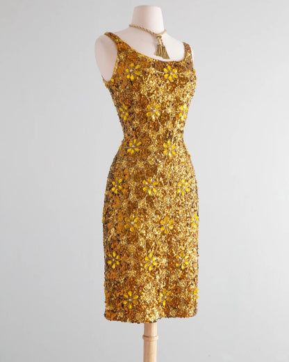 Gorgeous Gold Full Skirt Beaded Slim Fit Homecoming Dress P3146