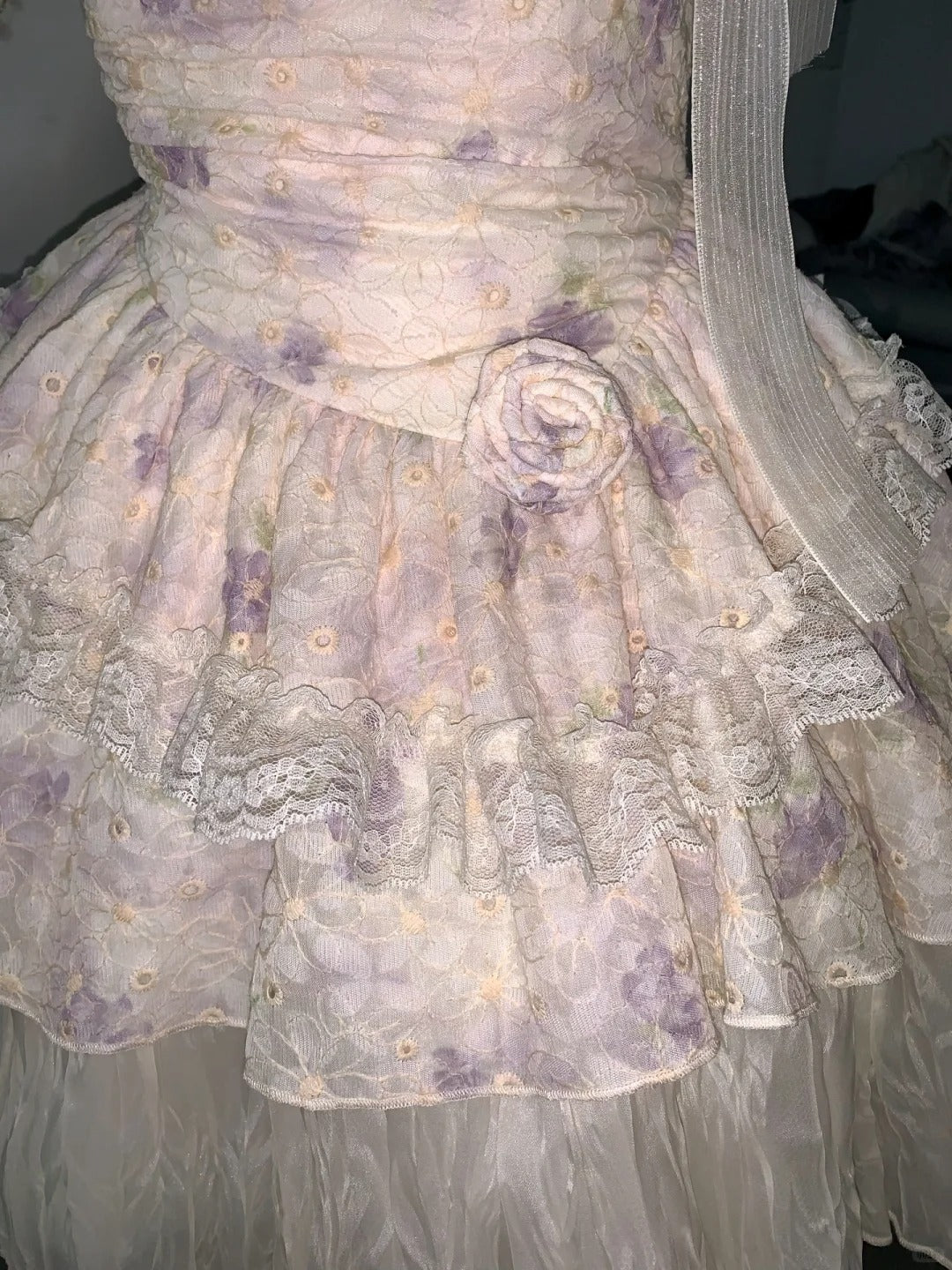 Printed Strapless 3D Flower Sweet A-Line Homecoming Dress P3157