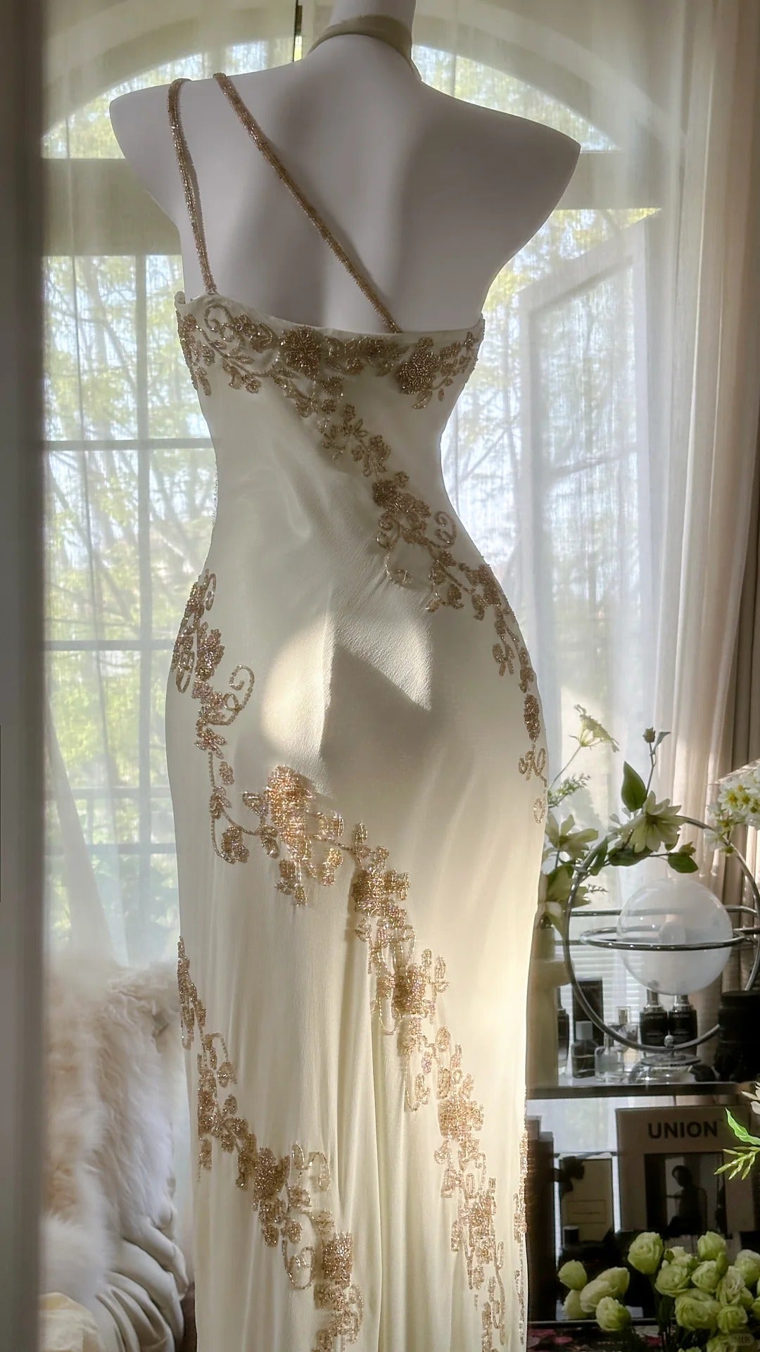 Flowy One Shoulder Chiffon Beaded Elegant Prom Dress P3283
