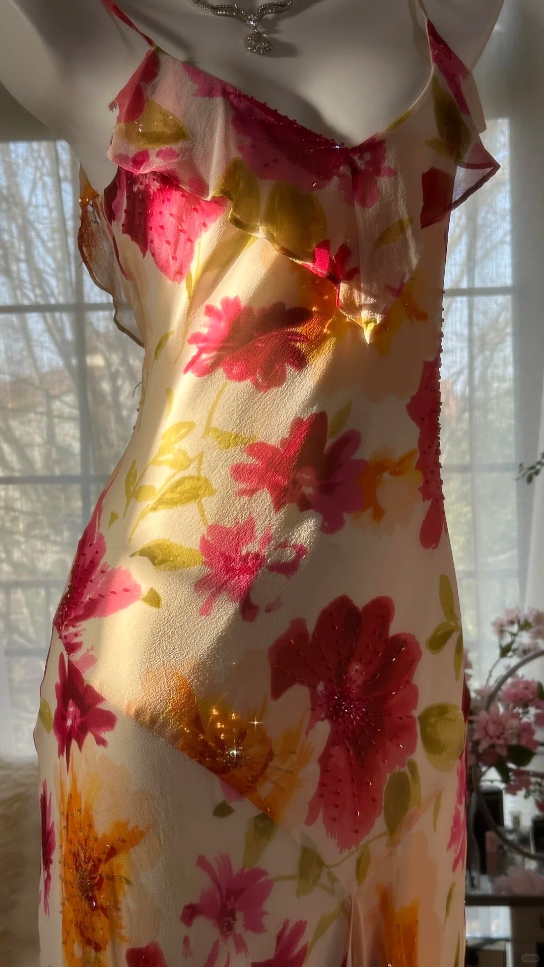 Colorful Printed V-Neck Chiffon Mermaid Prom Dress P3288