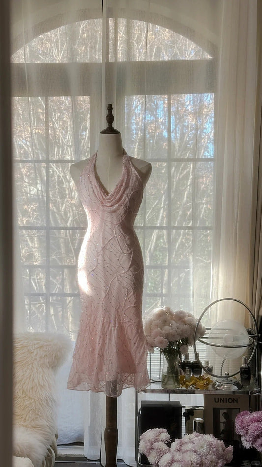 Cute Halter Neck Sleeveless Backless Beaded Short Prom Dress P3339