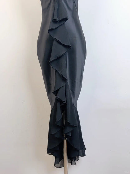 Elegant Black Strapless Satin Mermaid Homecoming Dress P3360