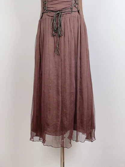 Vintage Brown 3D Flower Braided Homecoming Dress P3362