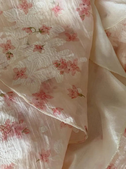 Pretty Pink Floral Chiffon Off-the-shoulder Irregular Hem Homecoming Dress P3407