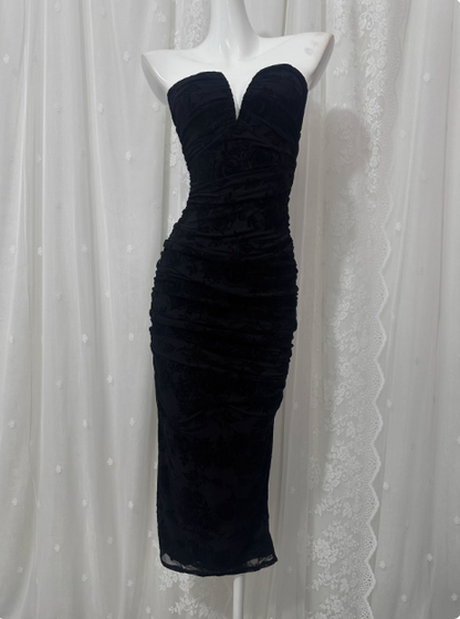 Sexy Tube Top Printed Waist And Hip-hugging Prom Dress P3465