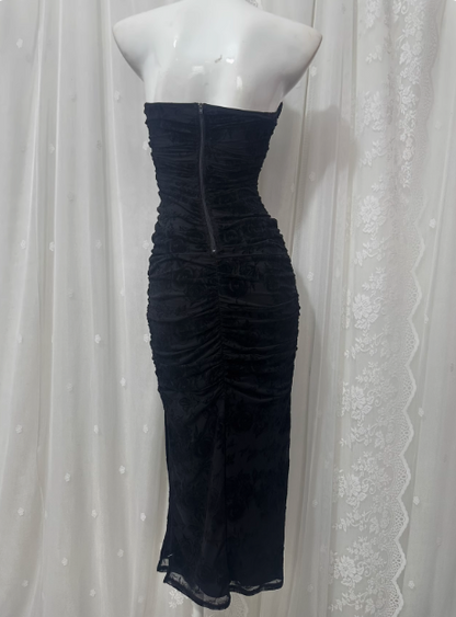 Sexy Tube Top Printed Waist And Hip-hugging Prom Dress P3465