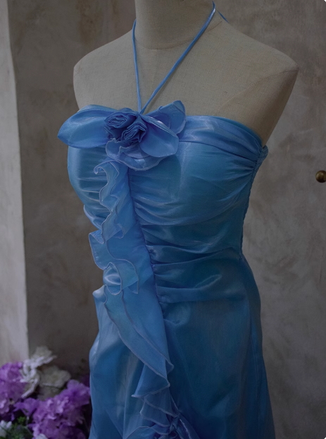 Beautiful Halterneck Off-shoulder Sleeveless Irregular Birthday Party Homecoming Dress P3484