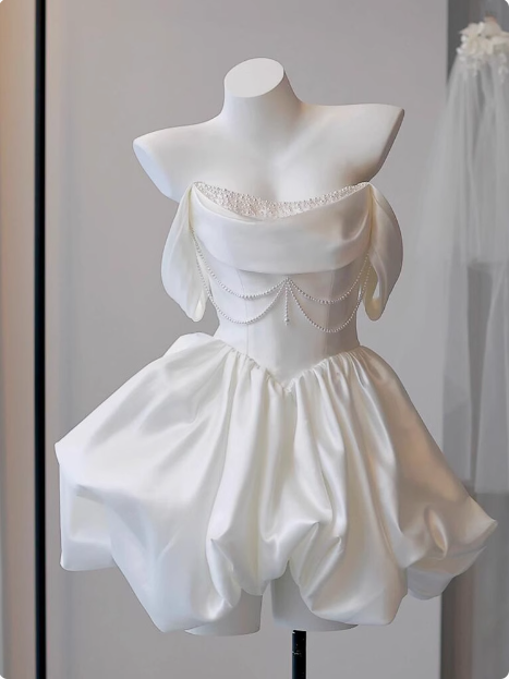Cute Satin Short Party Night Dress Semi Formal Dresses