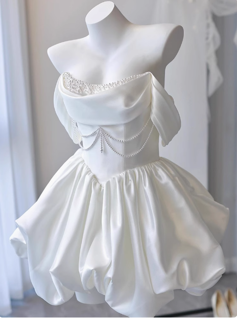 Cute Satin Short Party Night Dress Semi Formal Dresses