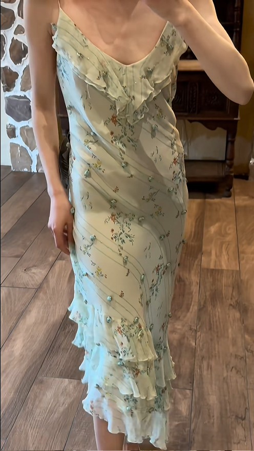 Elegant Blue Rose Strapless Multi-Layer Bias-Cut Skirt Chiffon Prom Dress P3791