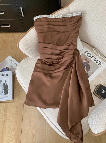 chic ball gown brown homecoming dress 16th birthday outfits P2090