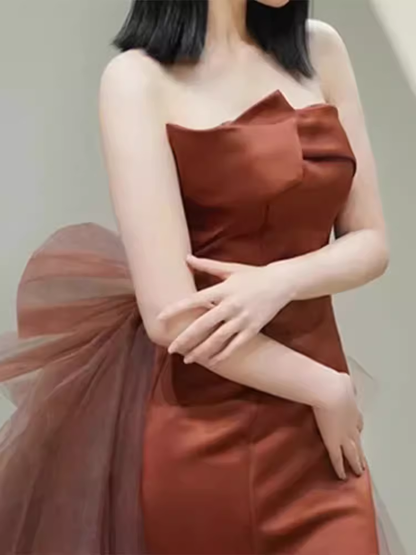Simple Mermaid Long Brown Prom Dresses Long Prom Gown P472