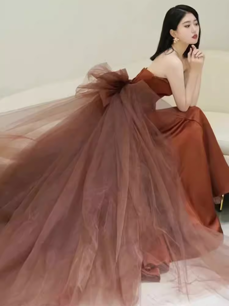 Simple Mermaid Long Brown Prom Dresses Long Prom Gown P472