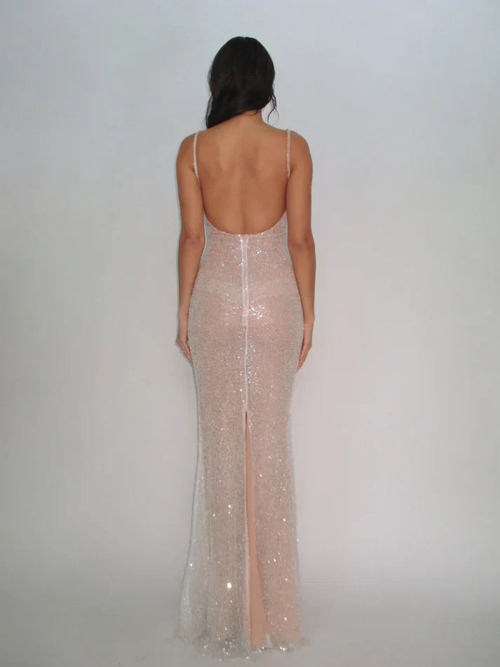 Elegant Pink Glittering Sequin Mermaid Spaghetti Strap Prom Dress Party Dress Evening Dress TP4509