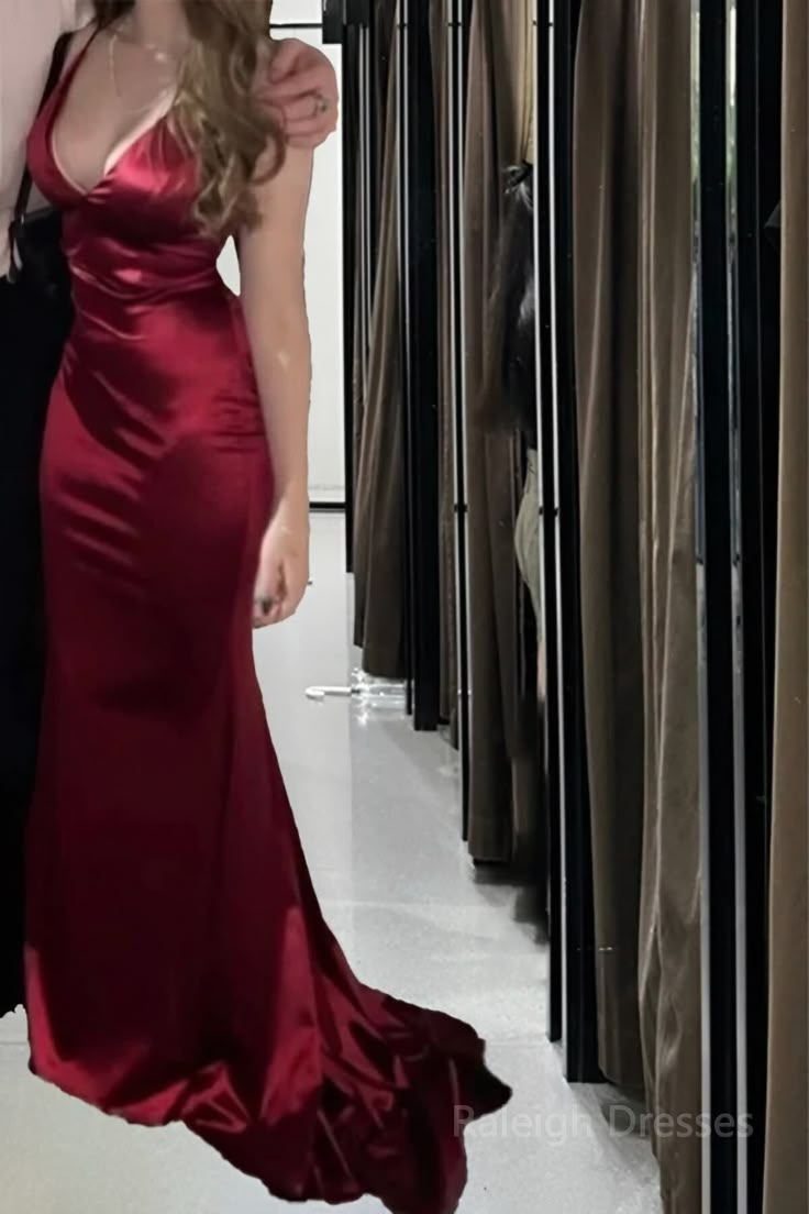 Sexy Mermaid Burgundy Spaghetti Straps Prom Dress 22th Birthday Outfits P750