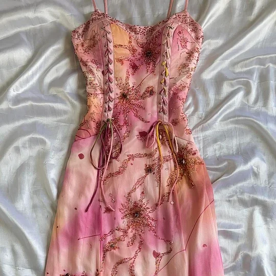 Classy Pink Chiffon Beaded Long Prom Gown Formal Evening Dress Y9742