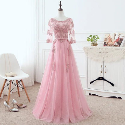 omberprom Tulle Elegant Party Dress with Lace A-line Formal Dress Bridesmaid Dress Prom Dress